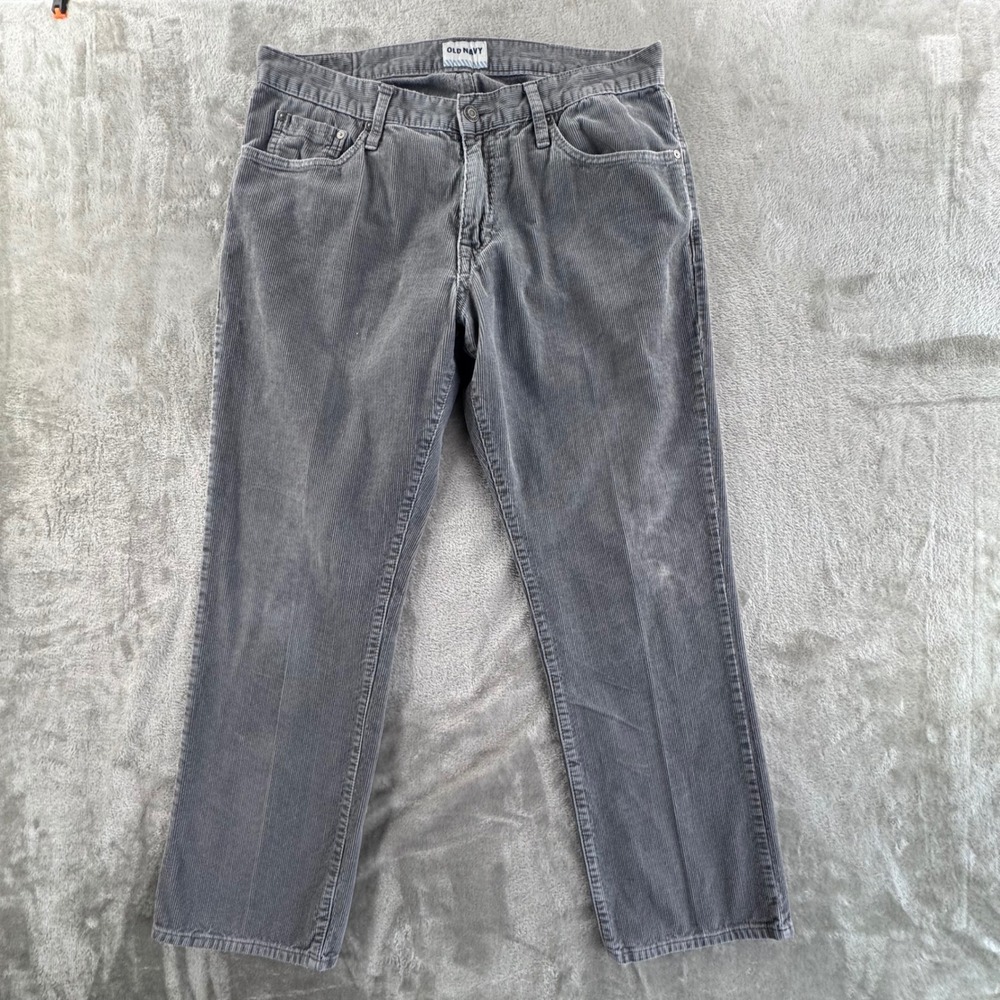 Old Navy Corduroy Pants 34x30‎ Gray Straight Leg Vintage Workwear Dadcore Mens